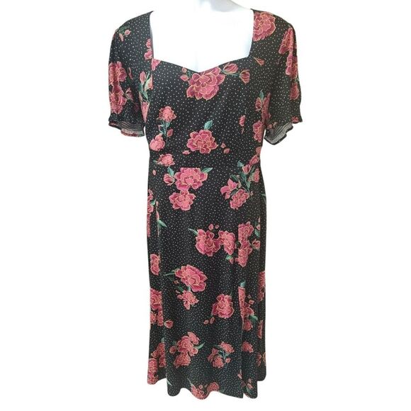 TORRID Women's Tea Length Stretch Challis Sweetheart floral dot A-line dress 2X - Picture 3 of 17